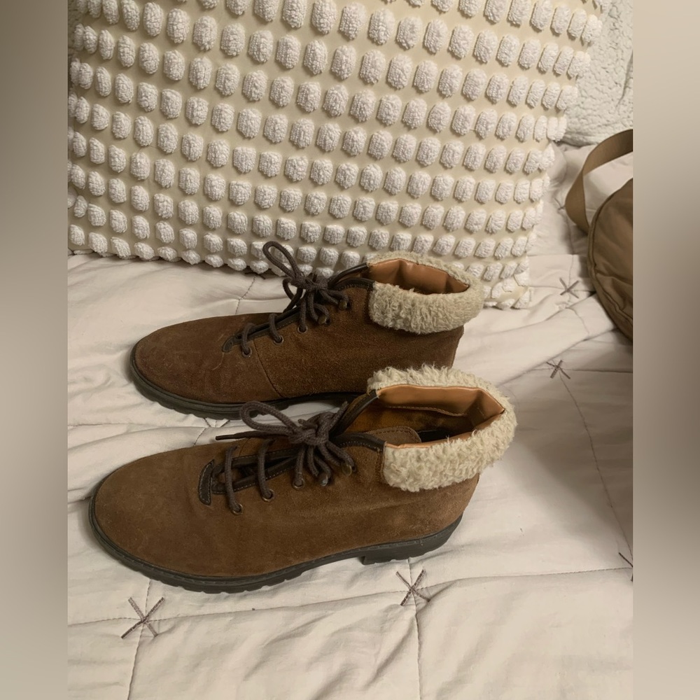 Topshop suede lace up wool ankle boot